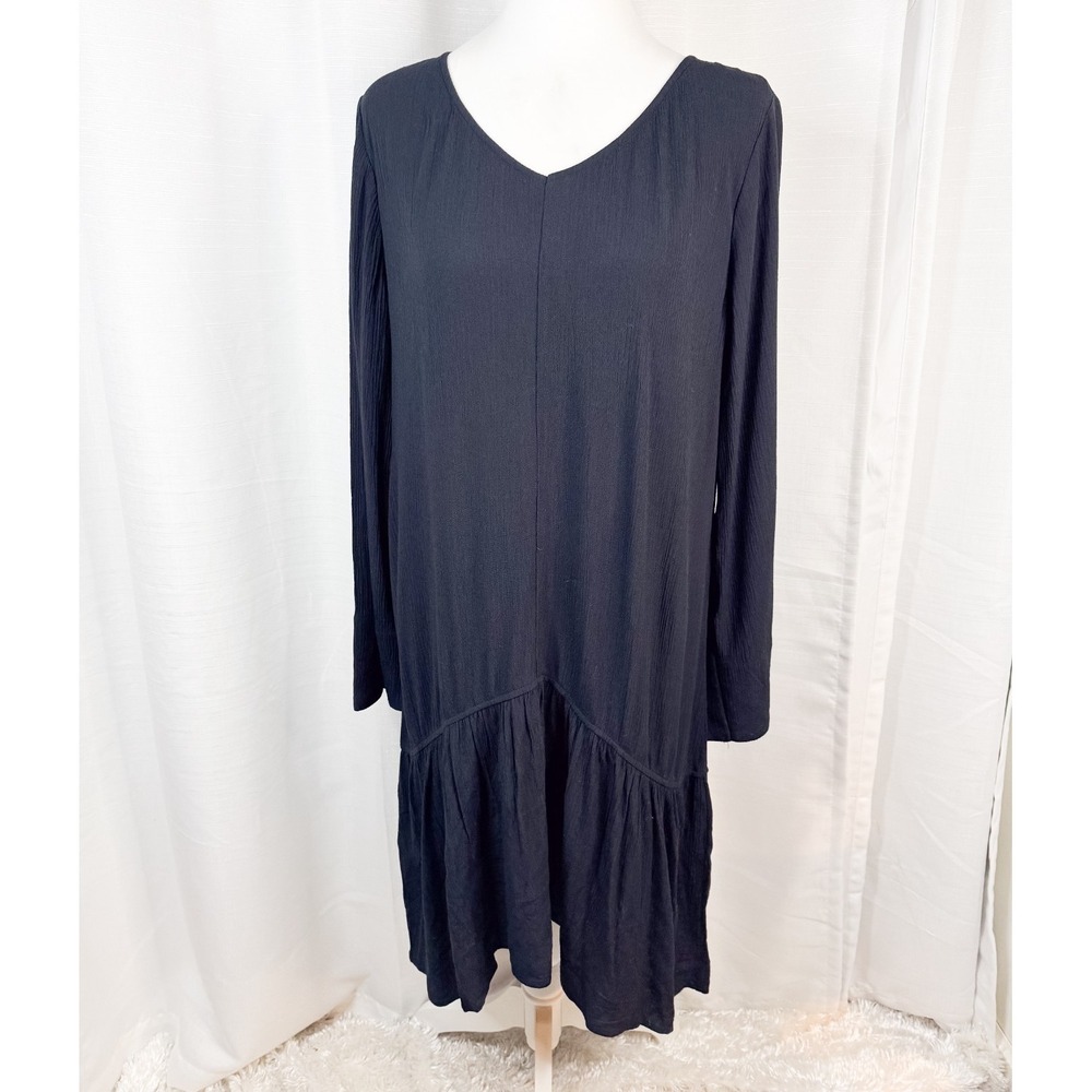Soft Surroundings Dress Womens Black Gauzy Midi Long Knee Boho Lagenlook Small